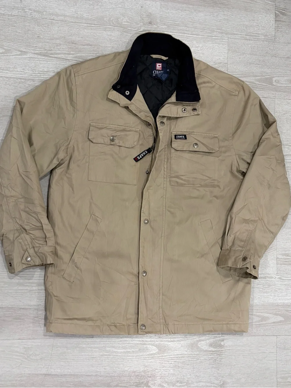 Chaps Polo Ralph Lauren Tap Corduroy Full Zip Up Jacket With Black Collar Size M